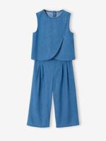 Set met korte broek en top van licht denim middenblauw - thumbnail