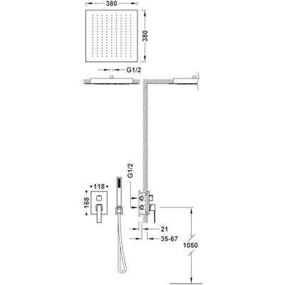 Regendouche set Tres Slim | Inbouw | Mengkraan | 2-weg | Vierkant | Chroom