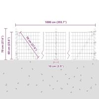 VidaXL Hek met paal zilver 0,6 x 10 m staal - thumbnail
