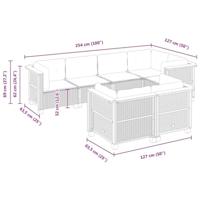 7-delige Loungeset met kussens poly rattan zwart - thumbnail