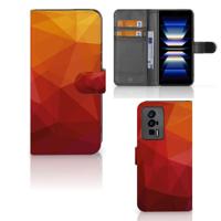 Book Case voor Xiaomi Poco F5 Pro Polygon Red | Portemonnee hoesje - thumbnail