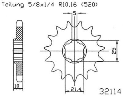 ESJOT Sprocket afam 520 16z standard