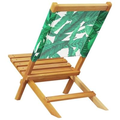 Tuinstoelen 2 st bladpatroon massief acaciahout en stof - thumbnail