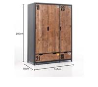 Vipack 3-deurs kledingkast Alex - bruin - 200x147,4x55 cm - thumbnail