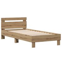 Bedframe met hoofdeinde Artisan Eiken 90 x 200 cm Bewerkt hout - thumbnail