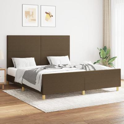 Bedframe zonder matras stof donkerbruin 160x200 cm Bedframe zonder matras stof donkerbruin 160x200 cm