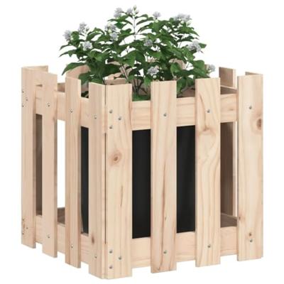 VidaXL Plantenbak met hekontwerp 40x40x40 cm massief grenenhout