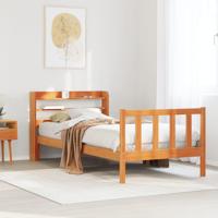 Bedframe met hoofdbord massief grenenhout wasbruin 100x200 cm - thumbnail