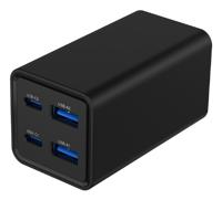 USB snellader 2xA, 2xC 65W Power Delivery zwart - thumbnail