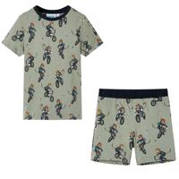 VidaXL Kinderpyjama met korte mouwen 128 lichtkaki - thumbnail
