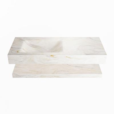 MONDIAZ ALAN-DLUX 110cm planchet Ostra. Vrijhangende wastafel CLOUD links 1 kraangat, kleur Ostra.