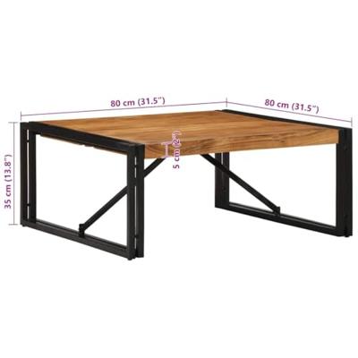 Salontafel 80x80x35 cm massief acaciahout