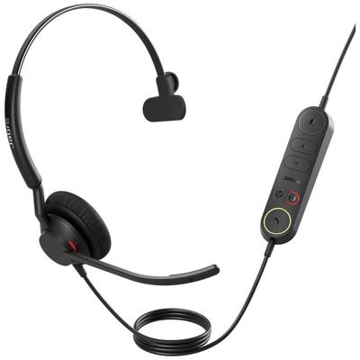 Jabra Engage 40 bedrade mono headset met inline call control, noise cancelling-technologie en USB-A kabel - werkt met alle toonaangevende Unified Communication-platforms zoals Zoom, Unify - zwart