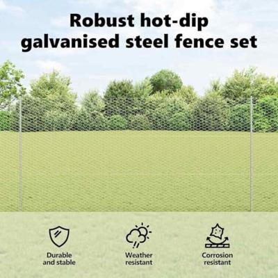 VidaXL Hek met paal zilver 1,5 x 10 m staal