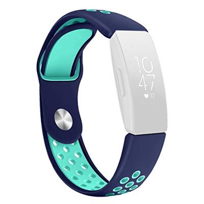 Fitbit Inspire 1 / HR / Ace 2 siliconen sportbandje - Maat: Large - Blauw + Turquoise Fitbit Inspire 1 / HR / Ace 2 siliconen sportbandje - Maat: Large - Blauw + Turquoise