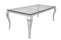 Design eettafel MODERN BAROK 200 cm naturel chroom teakhouten roestvrijstalen blad - 6044363 - thumbnail