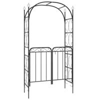 Tuinboog met poort 108x45x235 cm staal zwart - thumbnail