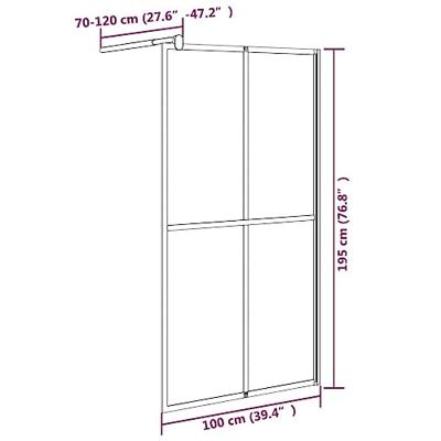 VidaXL Inloopdouchescherm 100x195 cm donker gehard glas - thumbnail
