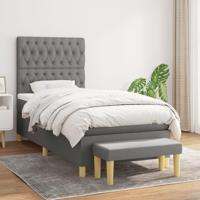 Boxspring met matras stof donkergrijs 90x200 cm - thumbnail