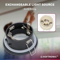 Set van 6 Porto - Smart inbouwspot - IP44 waterdicht - 5,5 Watt 345 Lumen - Wifi + Bluetooth - RGBWW - GU10 - Google Home, Amazon Alexa en Siri - Voor binnen, buiten en badkamer - Zwart - thumbnail