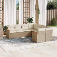 8-delige Loungeset met kussens poly rattan beige - thumbnail