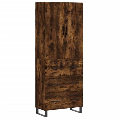 Hoge kast 69,5x34x180 cm bewerkt hout gerookt eikenkleurig