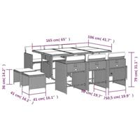 11-delige Tuinset met kussens poly rattan grijs - thumbnail