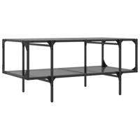 Salontafel met zwart glazen blad 98,5x50x45 cm staal - thumbnail