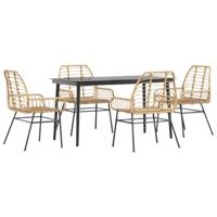 5-delige Tuinset poly rattan glas bruin - thumbnail