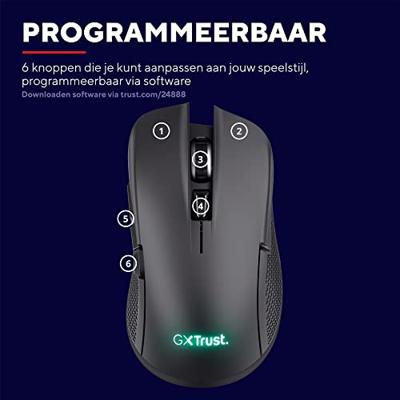 Trust GXT 923 YBAR Draadloze Zwarte Gaming Muis - thumbnail