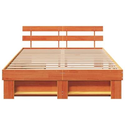 Bedframe met lade Wasbruin 140 x 200 cm Massief grenenhout