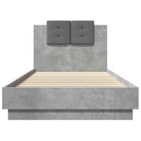 Bedframe met hoofdeinde bewerkt hout betongrijs 90x200 cm - thumbnail