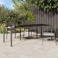 Tuintafel 250x100x75 cm gehard glas en poly rattan grijs - thumbnail