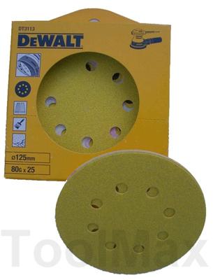 DeWALT DT3113 P80 Schuurschijf 125mm VE=25 DeWALT DT3113 P80 Schuurschijf 125mm VE=25