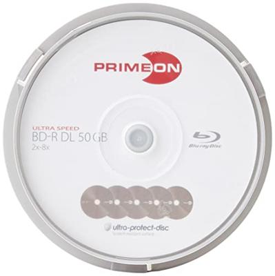 Primeon 2761311 Blu-ray BD-R DL disc 50 GB 10 stuk(s) Spindel Antikras-coating