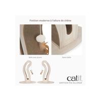 Krabpaal voor katten - CATIT - Pixi kattenstaart - Met stoffen bal en veer - Natuurlijke eikenlook - thumbnail