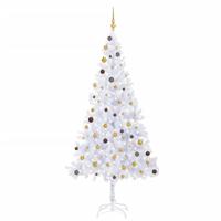 VidaXL Kunstkerstboom met verlichting en kerstballen 910 takken 210 cm - thumbnail