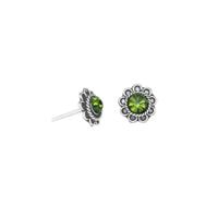 Zilveren Oorstekers Flor Groen Zirkonia - 925 Sterling - thumbnail