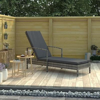 Ligbed met armleuningen poly rattan grijs