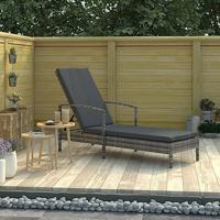 Ligbed met armleuningen poly rattan grijs - thumbnail