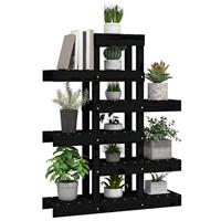 VidaXL Plantenstandaard 85x25x109,5 cm massief grenenhout zwart - thumbnail