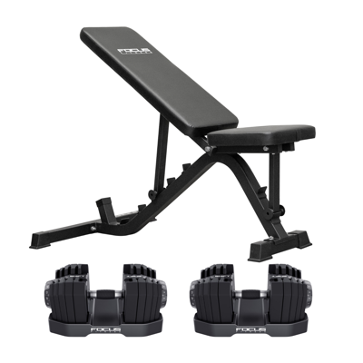 Trainingsbank - Focus Fitness Force 8 - incl. verstelbare dumbbellset