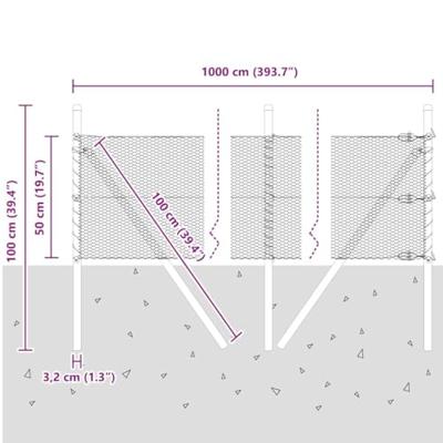 VidaXL Afrasteringspaal grijs 10 x 0,5 m (13 mm gaas) staal en pvc VidaXL Afrasteringspaal grijs 10 x 0,5 m (13 mm gaas) staal en pvc