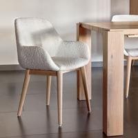 Kave Home Eetkamerstoel 'Konna' Bouclé, kleur Wit - thumbnail