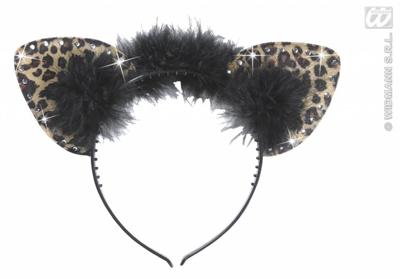 Oren luipaard met steentjes en veren