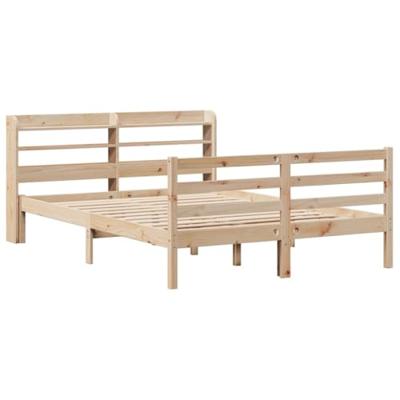 Bedframe met hoofdbord massief grenenhout 150x200 cm