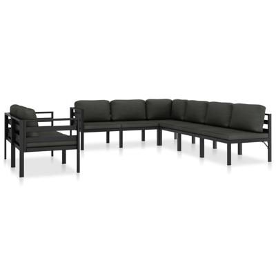 8-delige Loungeset met kussens aluminium antraciet