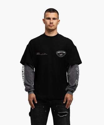 Jorcustom Race Against Nature Double Layered Longsleeve T-Shirt Heren Zwart/Donkergrijs - Maat XS - Kleur: DonkergrijsZwart | Soccerfanshop Jorcustom Race Against Nature Double Layered Longsleeve T-Shirt Heren Zwart/Donkergrijs - Maat XS - Kleur: DonkergrijsZwart | Soccerfanshop