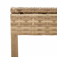 Ligbedden 2 st met luifels en tafel poly rattan beige - thumbnail