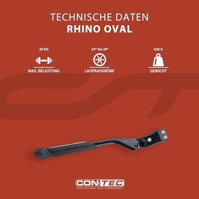CONTEC achtervorkstandaard "rhino oval" ct rear kickstand oval 24" - 29" black